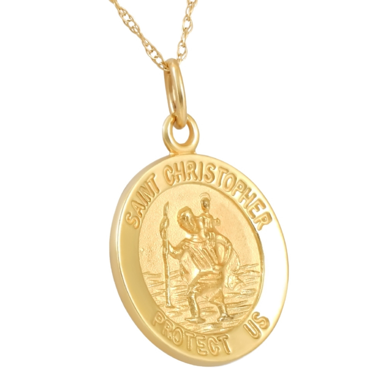 14k Yellow Gold St. Christopher Medal Pendant .5